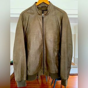 Leather Bomber-Style Jacket